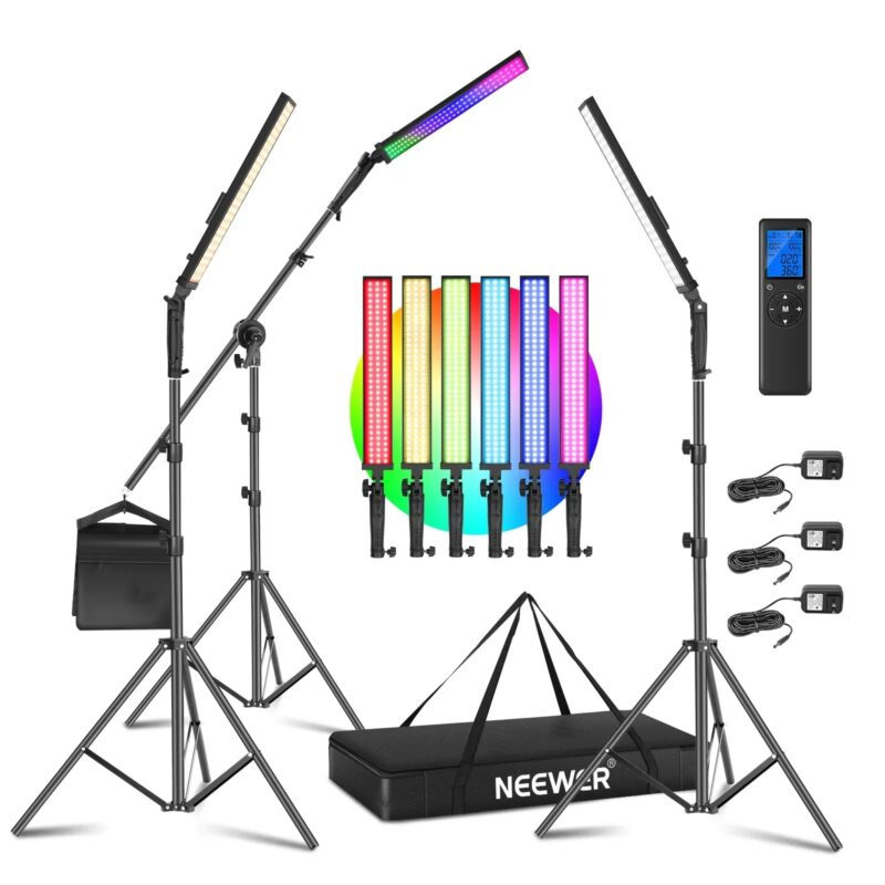 Neewer RGB LED Lighting Kit With 2.4G Remote: 2-Pack LED Light Head With 3200~5600K With Softbox, Stand For Studio Photography