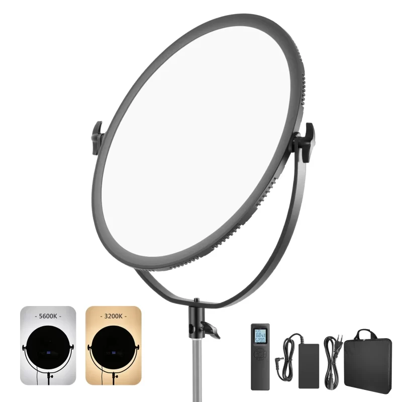 NEEWER Round Panel Video Light With 2.4G & DMX Control, 24inch 120W Bi-Color Edge Lit LED Flapjack Light With Bag-NL-500ARC/NL-360ARC/NL-200ARC