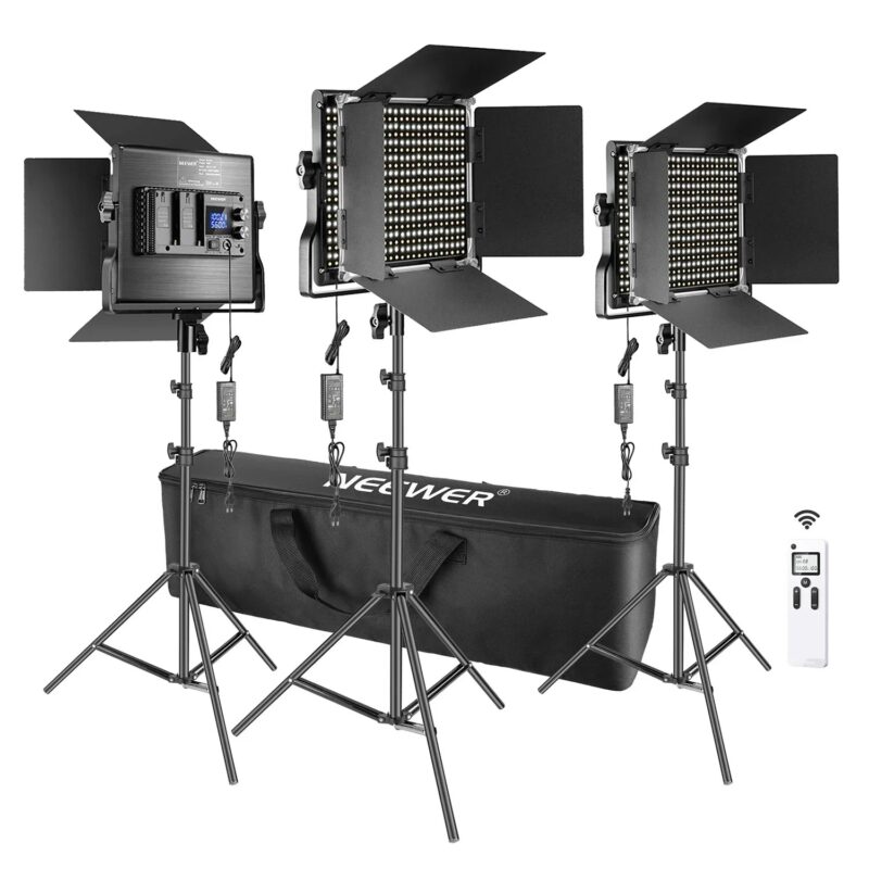 Neewer 2 Packs 660 LED Video Light Kit,Dimmable LED Panel With 2.4G Wireless Remote Light Stand For Portrait Product Photography