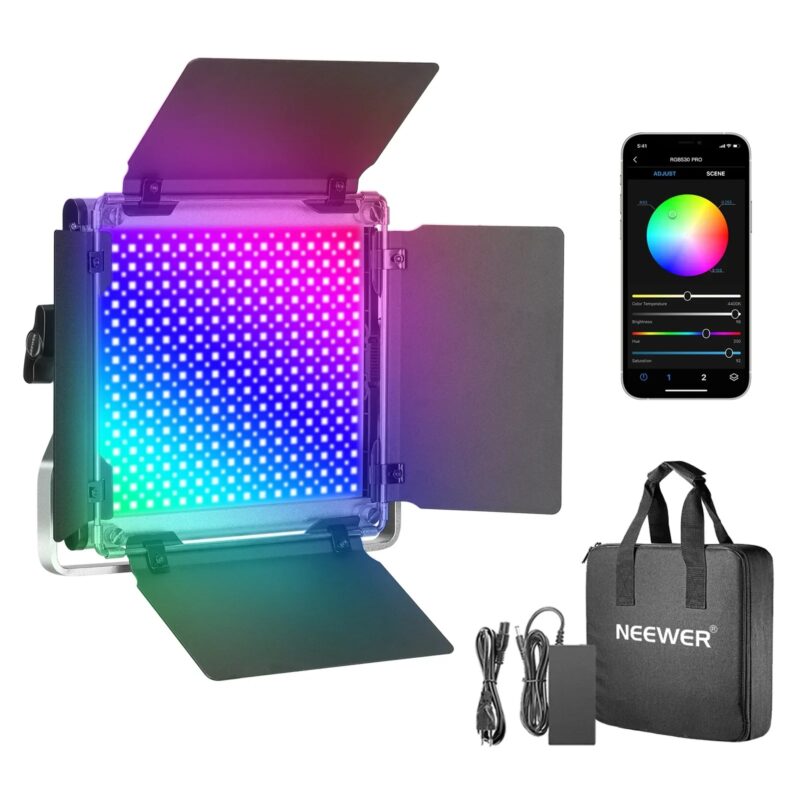 Neewer 530 PRO RGB Led Video Light With APP Control,45W Video Lighting With Barndoor/U Bracket For Gaming,Streaming,Zoom,YouTube