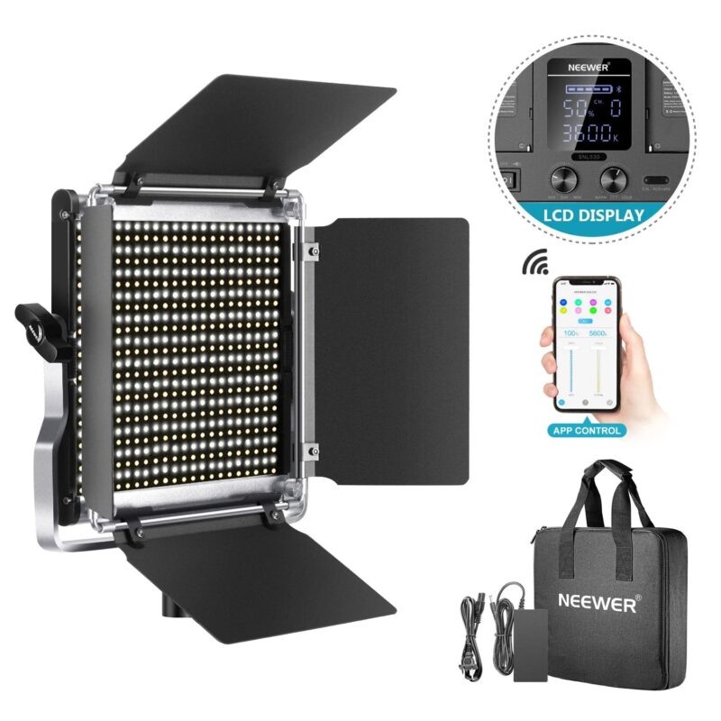 Neewer 530 LED Video Light, Dimmable Bi-Color Photography Lighting Kit With APP Intelligent Control System Professional