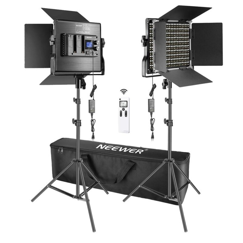 Neewer 2set 660pcs Photo Studio Light CRI96 Photography LED Video Light Kit Advanced Dimmable With 2.4G Wireless Remote Youtube