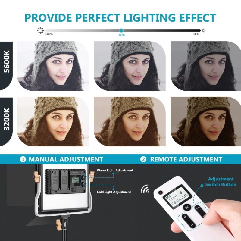 Neewer 2 Packs Advanced 2.4G 480 LED Video Light Photography Lighting Kit With Bag, Dimmable Bi-Color LED Panel With LCD Screen - Image 4