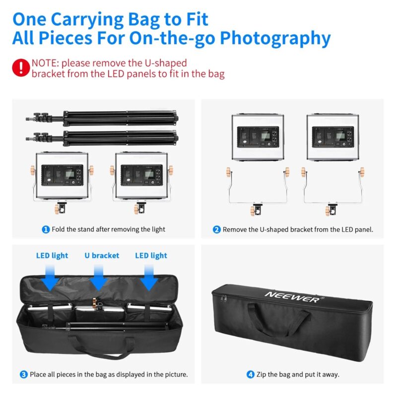 Neewer 2 Packs Advanced 2.4G 480 LED Video Light Photography Lighting Kit With Bag, Dimmable Bi-Color LED Panel With LCD Screen - Image 5