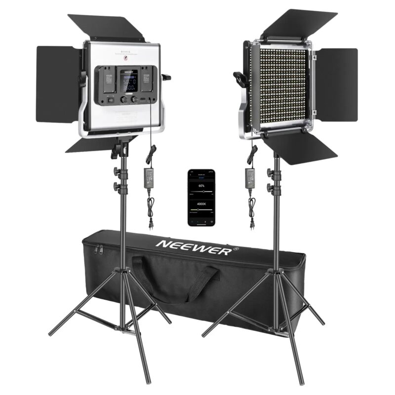 Neewer 660 LED Video Light 40W, APP Control, Photography Video Lighting Kit, Light Stands, Diffuser For Studio YouTube Shooting