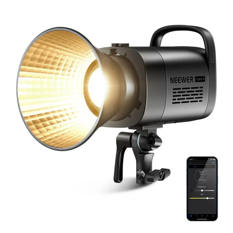NEEWER CB60B 70W LED Video Light With 2.4G/APP Control, COB Bi Color Bowens Mount Continuous Output Lighting 2700K-6500K