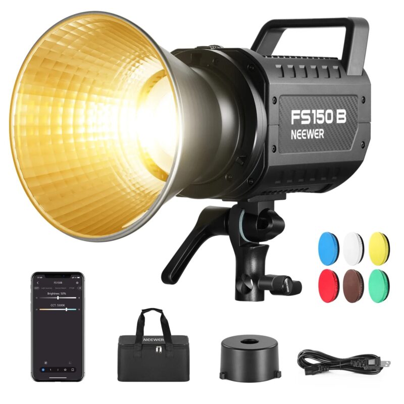 NEEWER FS150B LED Video Light 2.4G/APP Control, 130W 2700K-6500K 72000lux/1m Bi Color COB Bowens Mount Photography Continuous