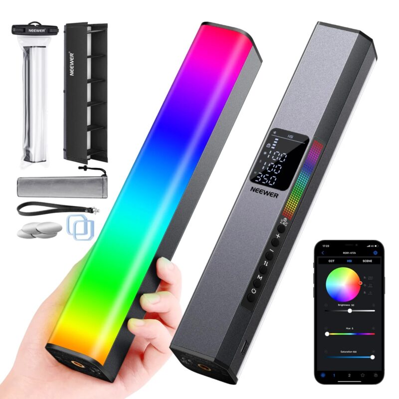 Neewer RGB1 Magnetic Handheld Light Stick With Touch Control&App Control, Dimmable 3200K~5600K LED Video Light Built-in Battery
