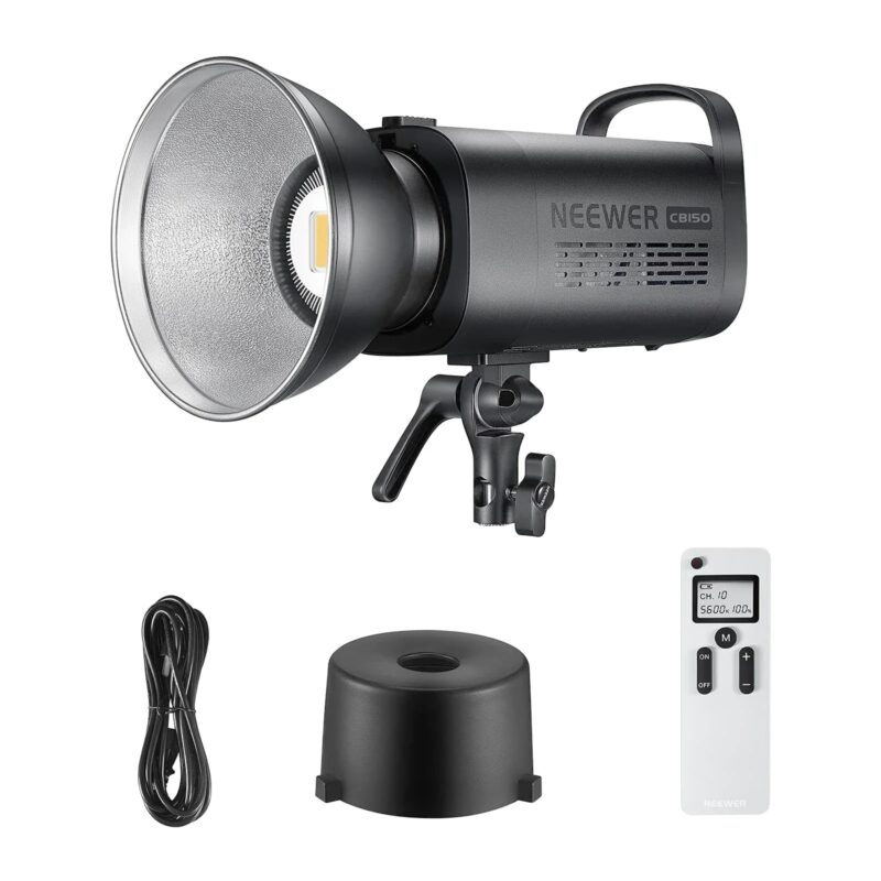 Neewer 150W 5600K Dimmable LED Video Light, Bowens Mount Daylight Balanced LED Continuous Lighting CRI 97+ 13000lux/m With 2.4G