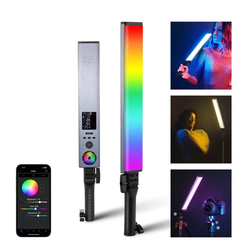 NEEWER RGB Light Wand With 2.4G/APP Control, Upgraded 360° Touchable RGBWW Hue Mixer Photography Handheld LED Video Lighting