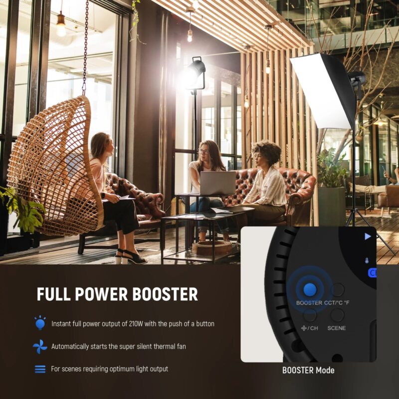 NEEWER CB200B 210W LED Video Light With 2.4G/APP Remote Control, All Metal Bi Color COB Continuous Light With Bowens Mount 90000 - Image 7