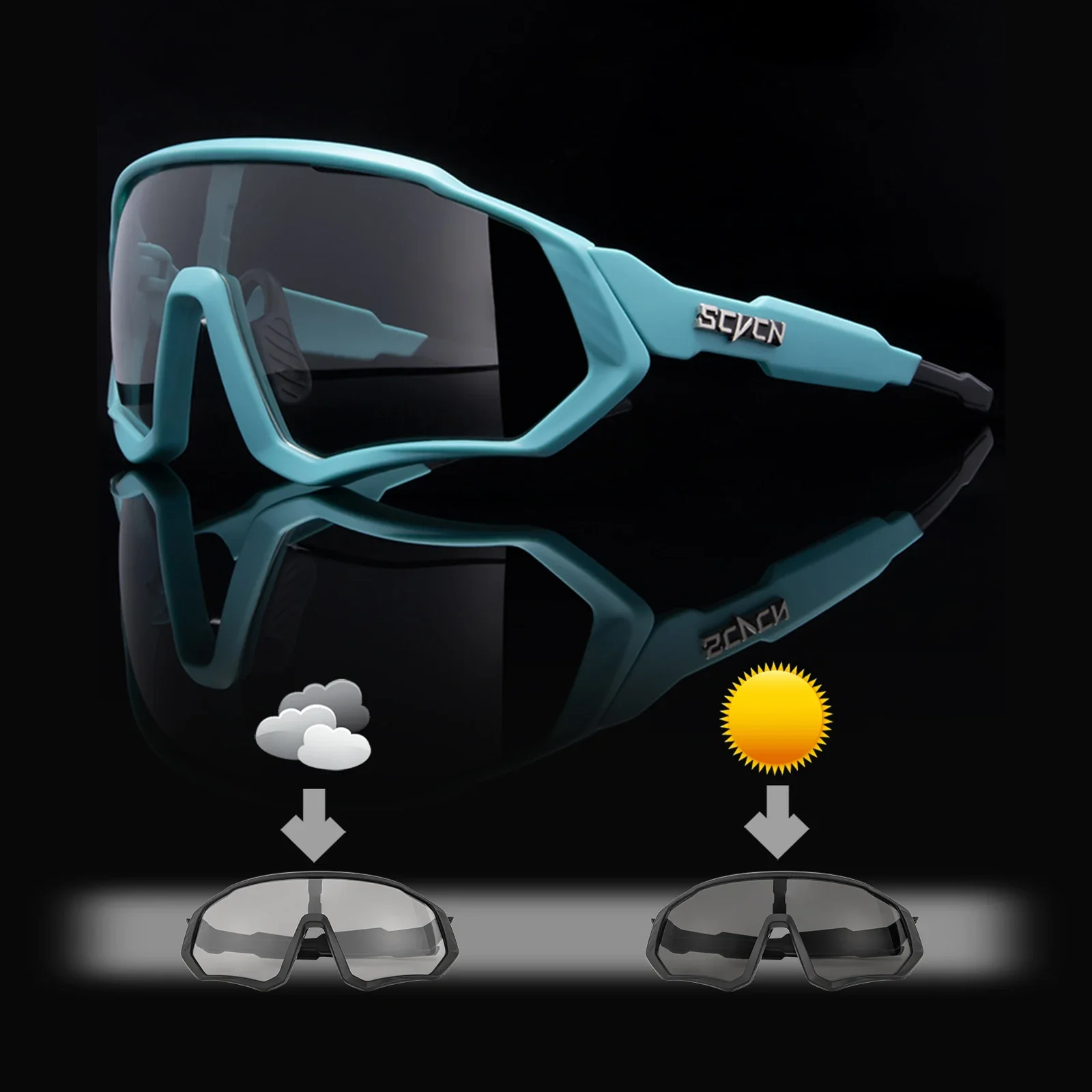 Photochromic Cycling Sunglasses Outdoor Sports Running Drving Glasses Road MTB Bicycle Goggles  UV400 Safety Bike Eyewear