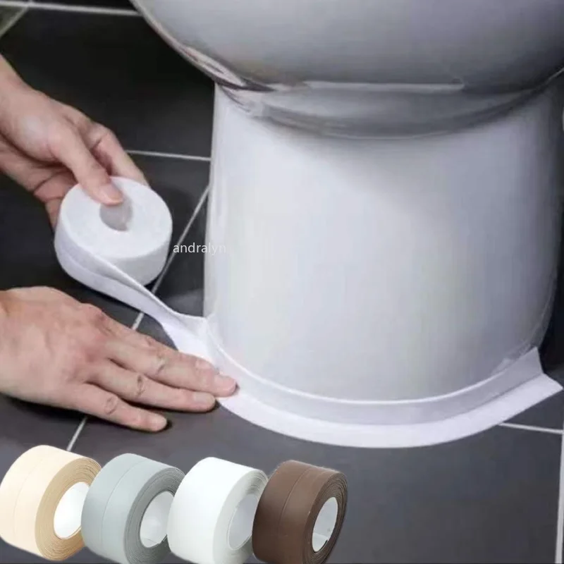 1 Roll PVC Sealing Strip Tape for Bathroom Bath Toilet Kitchen Caulk Tape Self Adhesive Waterproof Wall Sticker Mold Proof Tapes