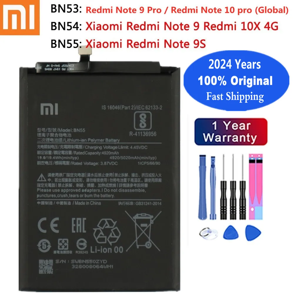 2024 Years 100% Original BN53 BN54 BN55 Battery For Xiaomi Redmi 10X 4G / Note 9 Pro 5G / Note 9S / Note 10 pro Phone Batteries