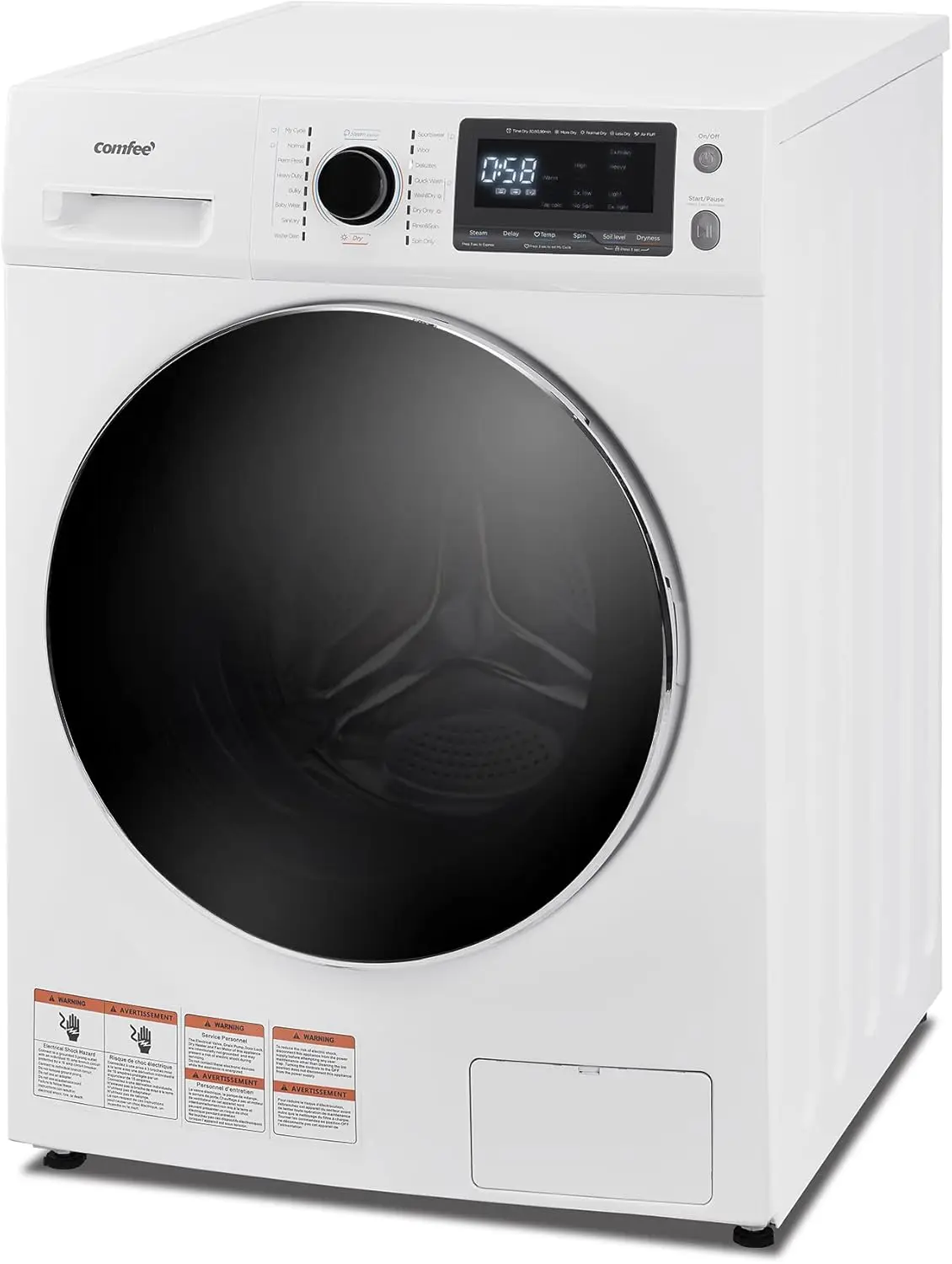 24" Washer and Dryer Combo 2.7 cu.ft 26lbs Washing Machine Steam Care, Overnight Dry, No Shaking Front Load Full-Automat