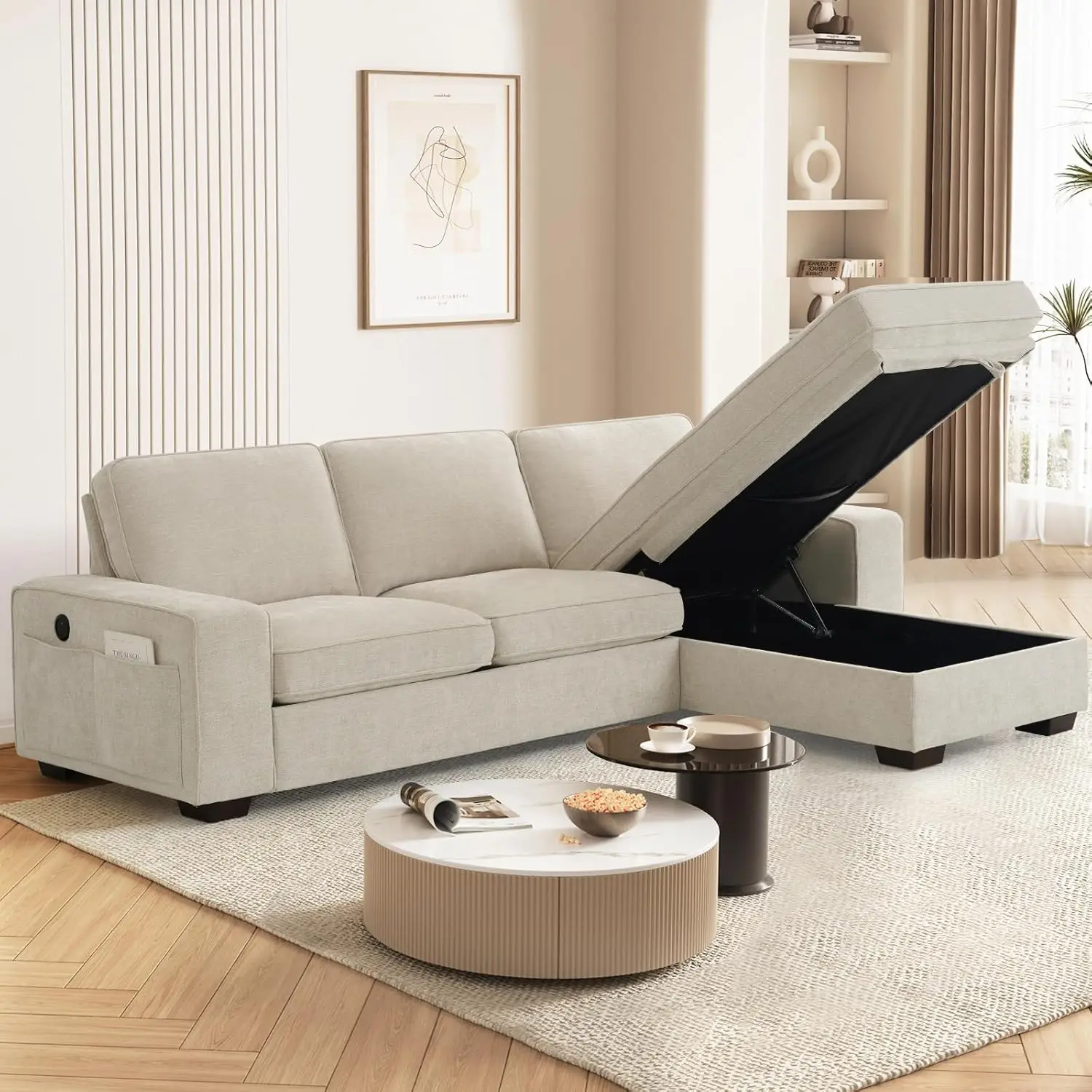 99" Convertible Sectional Sofa Couches for Living Room Modern L Shaped Couch Comfy Chenille Cloud Couch Sectional