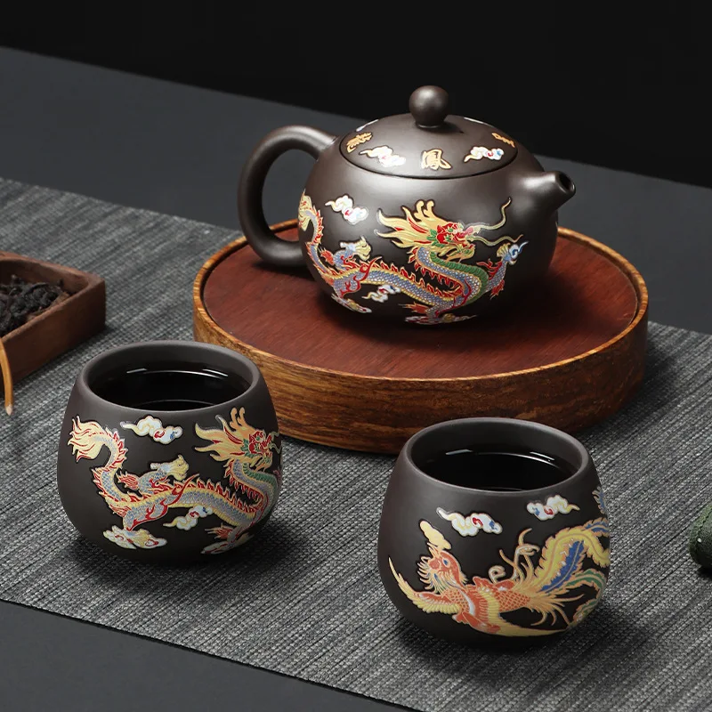 Chinese Style Color-changing Purple Clay Teapot Anti-Scald Handle Tea Brewer Teapots Kettle Gift Tea Set Ceramics And Pottery