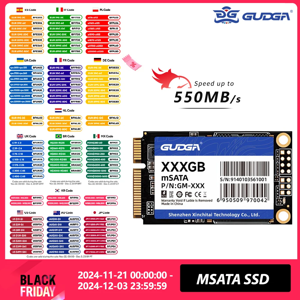 GUDGA MSATA SSD 16gb 32gb 28gb Internal Solid State Hard Drive Msata Drive Mini SATAIII For Computer Accessories Desktop Laptop