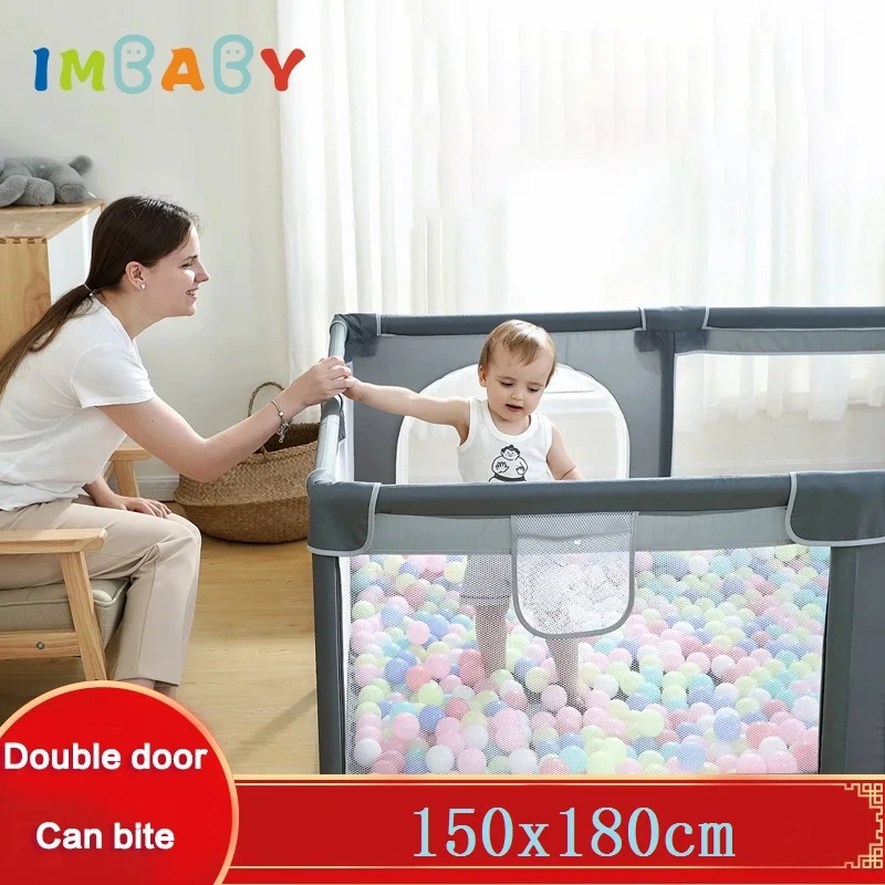 IMBABY Baby Fence Indoor Playground Double Doors Baby Playpens Safety Barrier Playpen for Children Foam Protection Swimming Pool