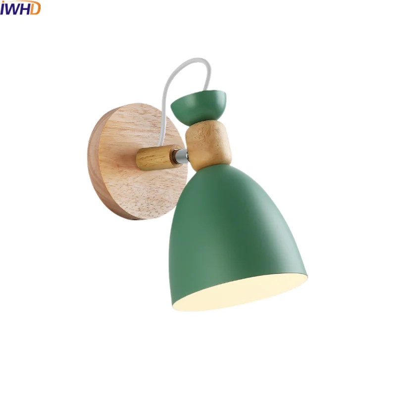 IWHD Wood Iron LED Wall Lamps Home Decor Bedroom Living Room Restaurant Nordic Bathroom Mirror Light Fixtures Colorful Lamparas