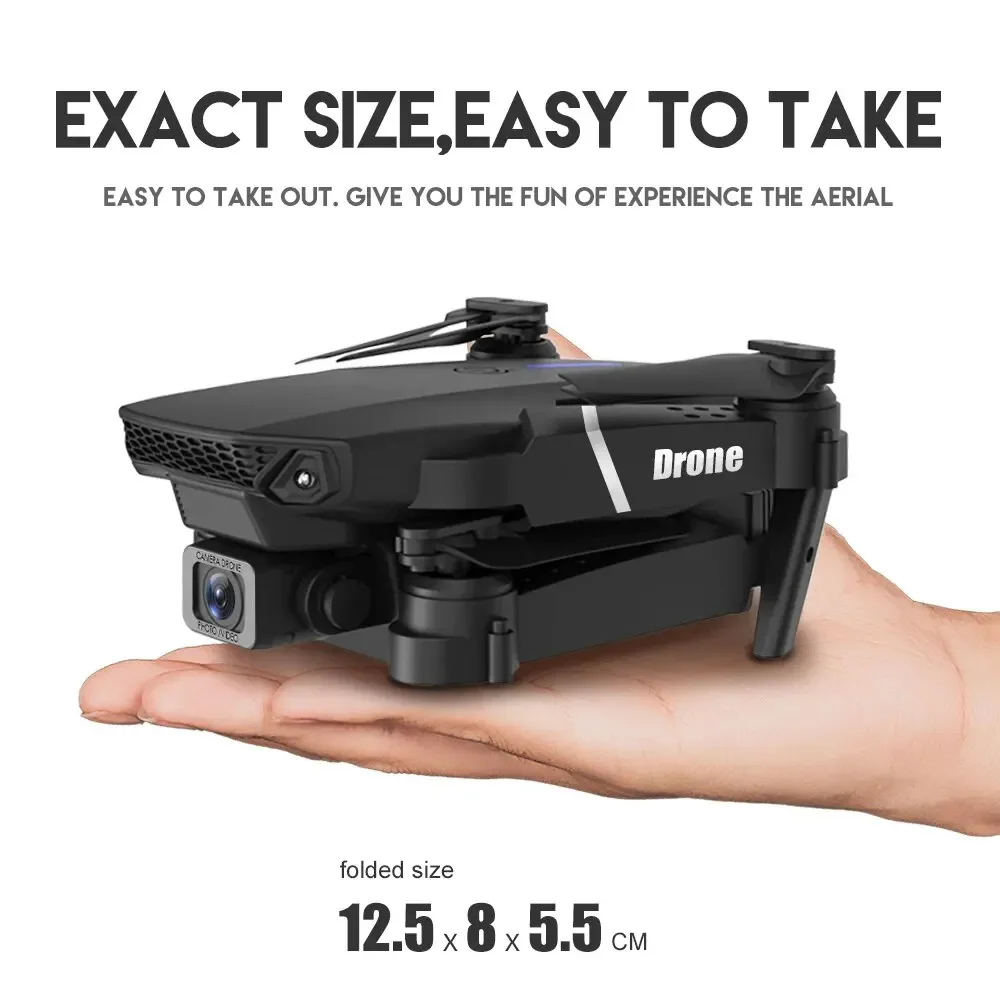 Professional Drone E88 4K Wide-Angle HD 1080P Camera WiFi FPV Height Hold Foldable RC Drone Quadrotor Helicopter Children's Toys