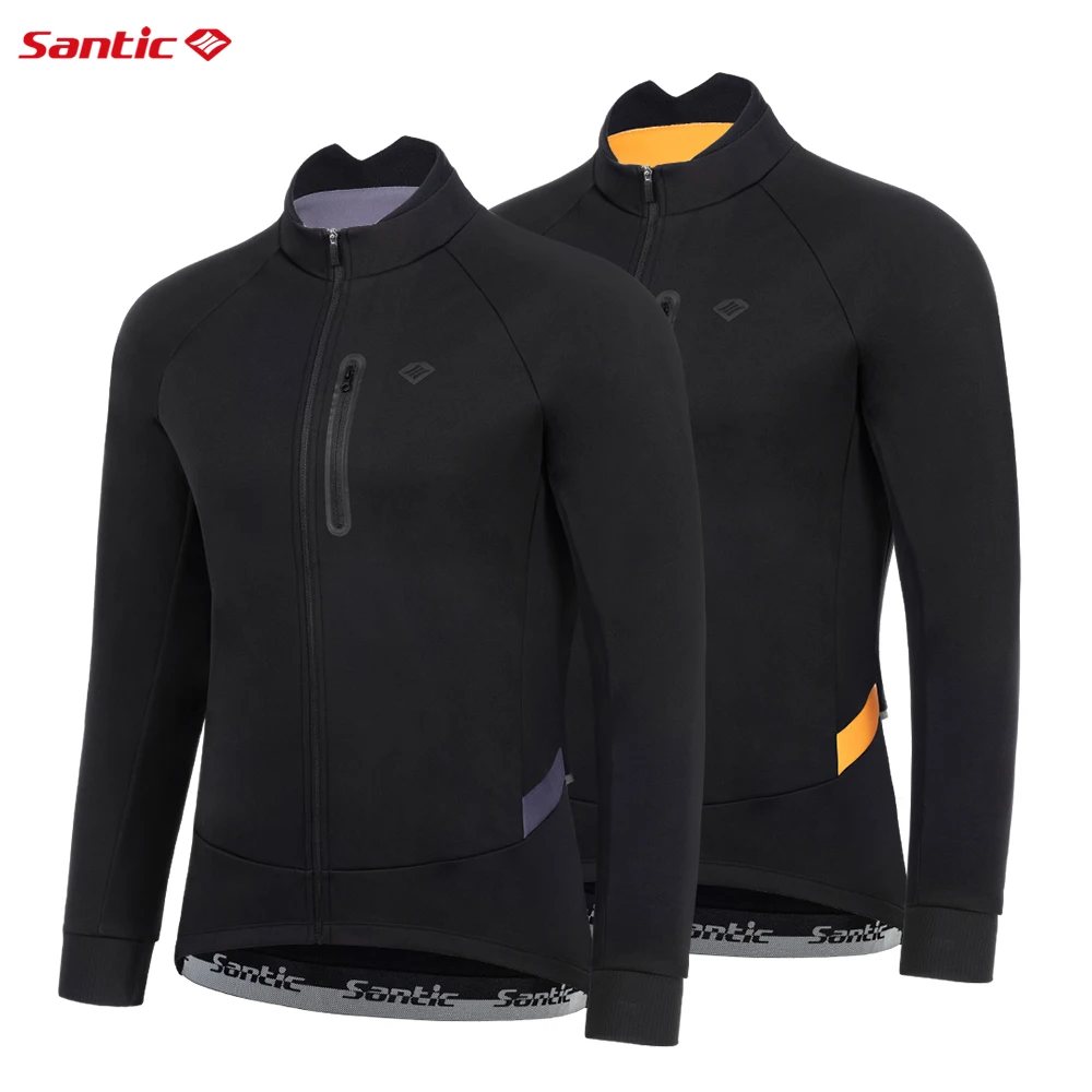 Santic  Cycling Jackets Men's Plush Windproof Warm Winter Cycling Jackets Windproof Reflective