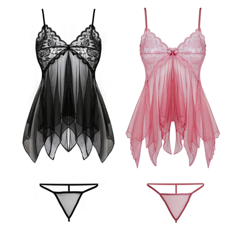 Sexy Lingerie Women Sleeveless Babydoll V Neck Nightdress Nightgown Short Sleepwear Night Dress Underwear