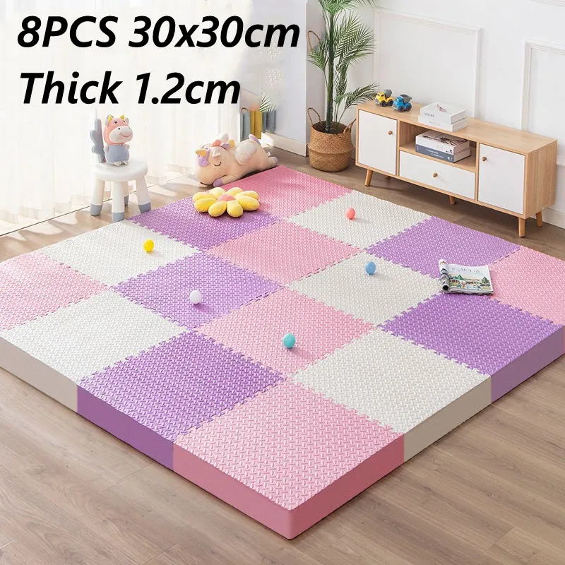 Tatame Gyms & Playmats 8PCS 30x30cm Activities for Baby Mat Thick 1.2cm Baby Playing Mat Floor Noise Mat Gym for Babies Game Mat